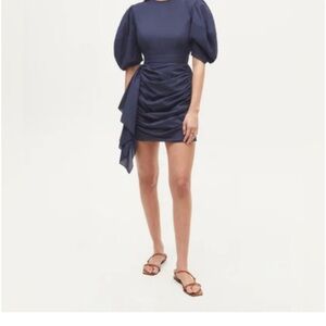 Rhode Navy Pia Puff Sleeve Dress - XL